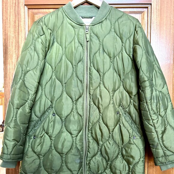 Avec les Filles green quilted coat jacket size M - Picture 1 of 5
